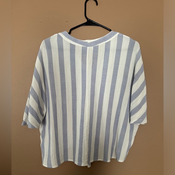 Primark Blue and White Dolman Sleeve Blouse - Picture 3 of 8